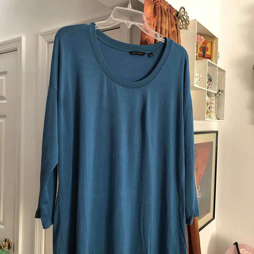 Halston Designer Blue Jade 3/4 sleeve Spring Top